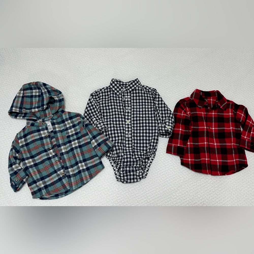 Toddler boys button up dress shirt bundle 6-9 months